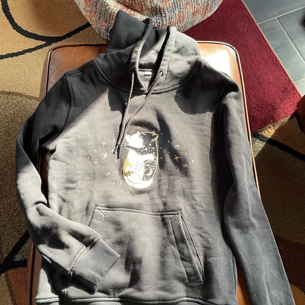 Glitter Punk embroidered cat hoodie